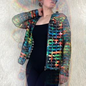 Neon Parallel Universe Abstract Mesh Jacket